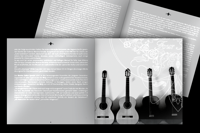 Innenseiten des Booklets der neuen CD (Kultur, Musik, Barrios Guitar Quartet)